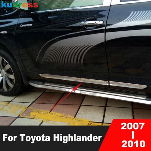 For Toyota Highlander 2007 2008 2009 2010 ABS Chrome Side Door Body Molding Streamer Cover Trim Door Body Strip Car Styling 4pcs