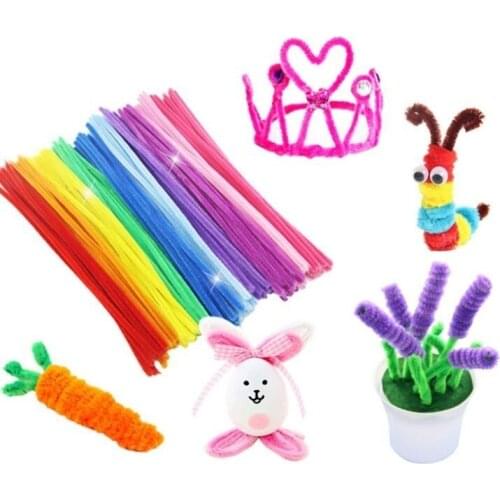 50Pcs Colorful Chenille Materials Wool Stick Kids DIY Montessori Craft Pipe Math Counting Educational Sticks Child Puzzles Toys