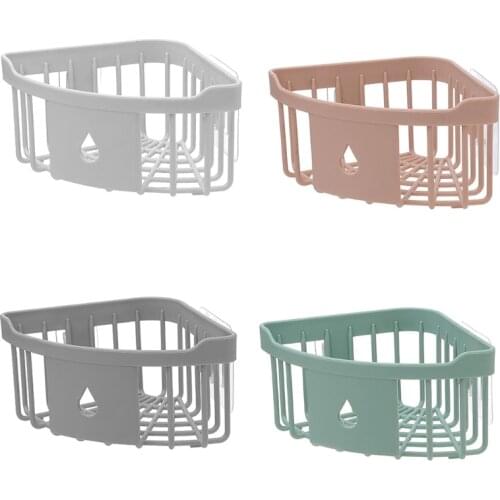 Bathroom Shelf Plastic Corner Storage Rack Adhesive Kitchen Organizer Shelf Sink Sponge Brush Toiletries Holder