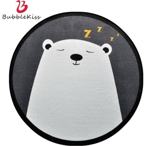 Bubble Kiss Round Carpet Cartoon Animals Pattern Rugs Modern Style Home Living Room Coffee Table Decor Floor Mats Anti Slip Pad