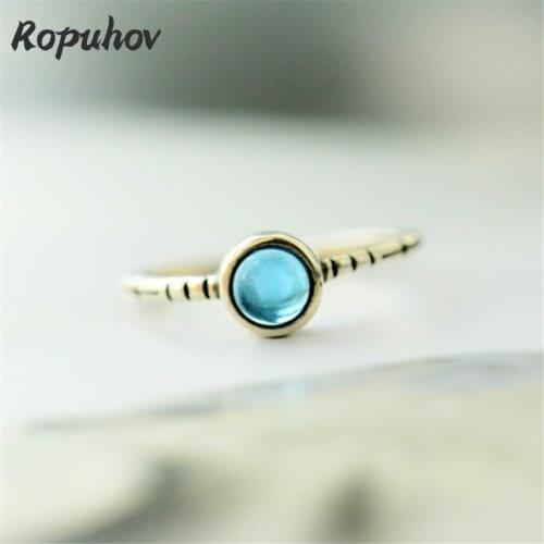 ROPUHOV 2021 New Korean Trendy Jewelry Natural Blue Stone Ring Jewelry