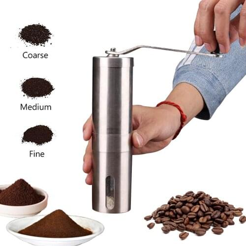 Silver Coffee Grinder Mini Stainless Steel Hand Manual Handmade Coffee Bean Burr Grinders Mill Kitchen Tool Grinders