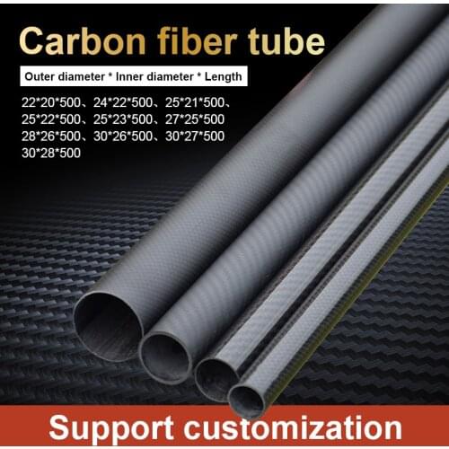 2PCS Length 500mm plain glossy 3k Carbon Fiber Tube pipe 4mm-40mm for Drone DIY kit Quadcopter Frame arm Landing Gear for dron