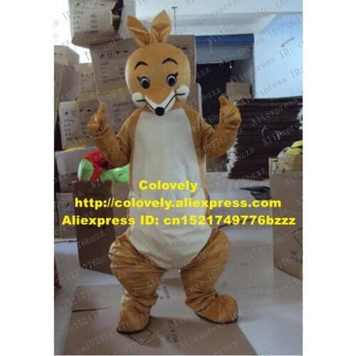 Smart Brown Kangaroo Mascot Costume Mascotte Roo Cosnel Bandicoot With Big Ears Big Black Eyes Adult Size No.1024 Free Shipping