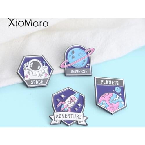 Spaceman Astronaut Enamel Pin Space Adventure Metal Brooches Denim Jackets Button Badge Gift for Outer Space Lover Geek
