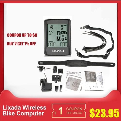 Lixada Wireless Bicycle Computer Bike Odometer Speedometer LCD Display 3 in 1 Cycling Computer With Cadence Heart Rate Monitor