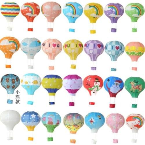 16"40cm Rainbow Hot Air Balloon Paper Lantern Kids Birthday Party Wedding Decor Home Office Desk Ornament Toy Wishing Gift