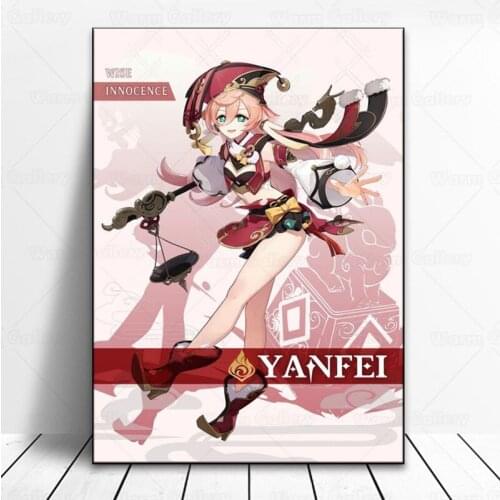 Yanfei Anime Genshin Impact Canvas Poster HD Game Painting Anime Girls Wall Art Decor canvas painting for living room for morde