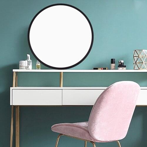 25cm Wall Mirror Wooden Frame Moon Mirrors Vanity Mirror with Three-color Light Home Bedroom Hallway Decor for Makeup Dressing