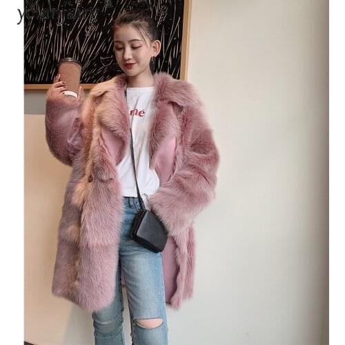 Real Fur Coat Women Korean Elegant Winter Sheep Shearling Natural Fur Jacket Coats and Jackets Women 2020 Warm Ropa Para Mujer