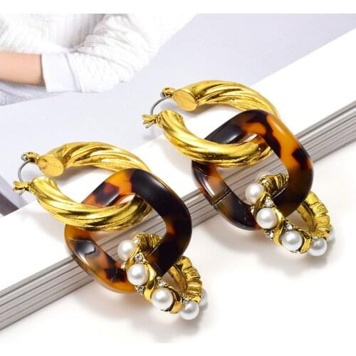 New Arrive Gold Metal Long Hoops Dangle Drop Earrings High-Quality Statement Pendientes Jewelry Accessories For Women Wholesale