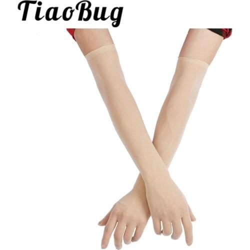 Women Mesh See Through Bridal Gloves Sheer Gloves Stretchy Full Finger Long Gloves Mittens for Sun Protection Wedding Accessory