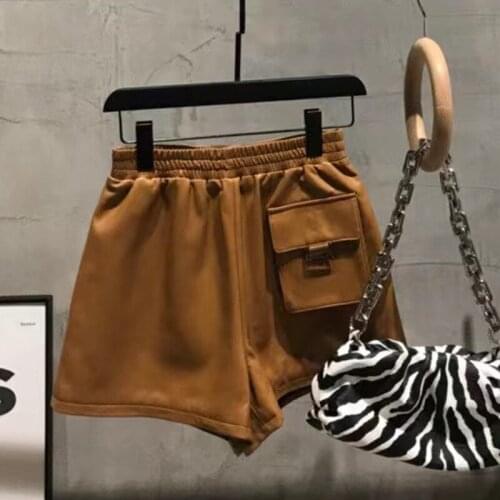 Ladies Real Sheep Leather Shorts With Pockets Womens Natural Lambskin Pants