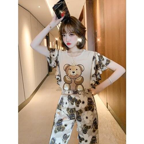 New - embroidery on bear falbala collar jacket + nail bead printing straight canister suits female amoi