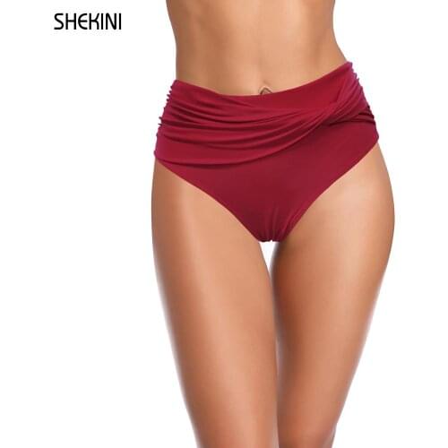 SHEKINI Womens Twist front Bikini Bottom Hipster Swimsuit Panties High Cut Waisted Swim trunks Cheeky Swim Briefs Beach Shorts