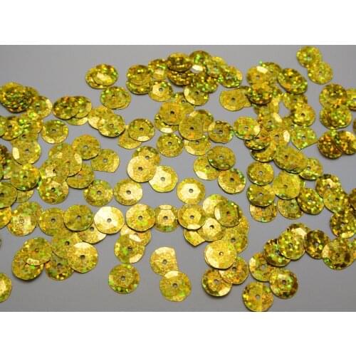 2000 Gold Hologram 10mm CUP round loose sequins Paillette sewing Wedding craft