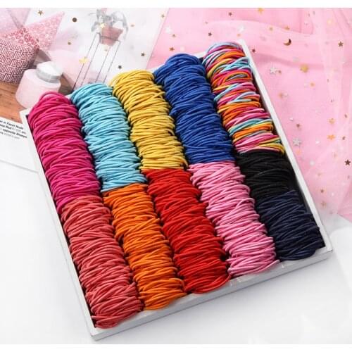 100pcs/set Girls Colorful Small Elastic Hair Bands Kids PonyTail Holder Scrunchie Headband Boys Hair Accessories