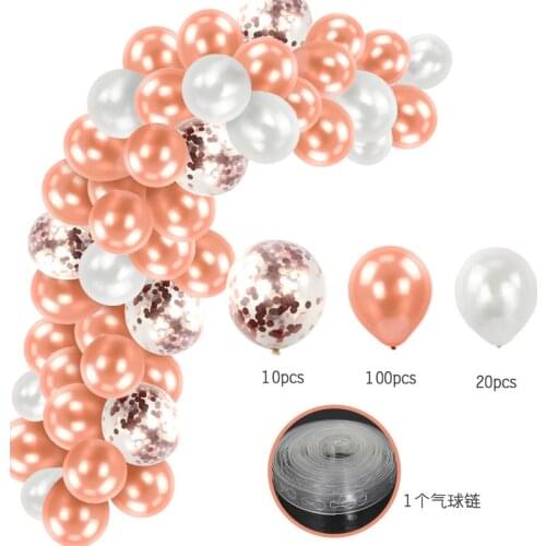130pcs/set Rose Gold Balloon Garland Arch Gold Silver Latex Balloons Chain Confetti Balloons Arch Wedding Birthday Party Decor