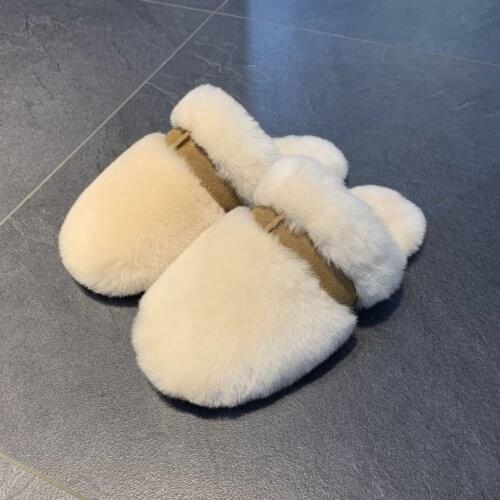 2020 autumn and winter ladies and mens new shearing fur slippers home couple U style plus size