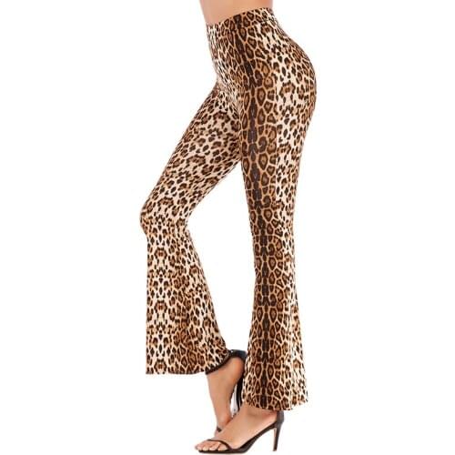 2021 new fashion leopard print flared pants women high waist wide leg pants casual plus size trousers