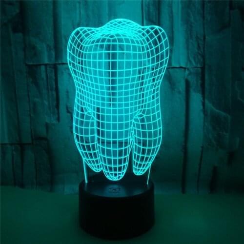 3D Tooth Teeth LED Night Light Colorful Dentist Dentistry Decoration Bedroom Touch Table Cool Lamp Birthday Christmas Gift