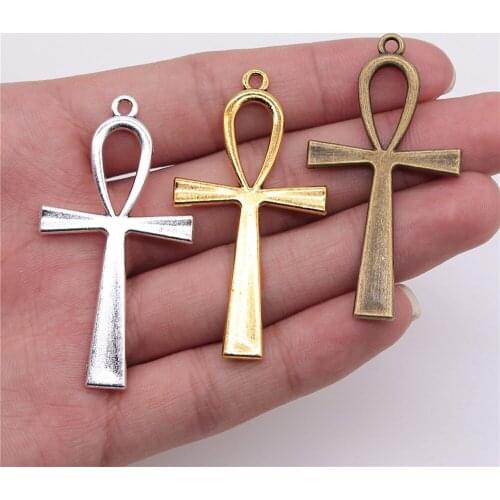 6pcs 52x28mm 3 Colors Egyptian Ankh Life Symbol Big Ankh Cross Charm Ankh Cross Pendant