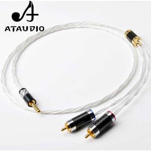 ATAUDIO Silver HIFI 4.4mm to 2 RCA Audio Cable Sony WM1A/1Z PHA-1A/2A Z1R 4.4mm to dual rca Upgrade Cable