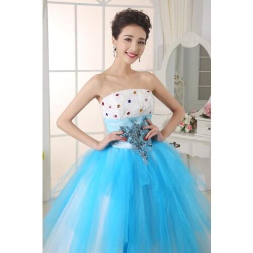 100%real light blue &white ruffled beading ball gown medieval dress Renaissance Gown queen Victorian cosplay Belle Ball