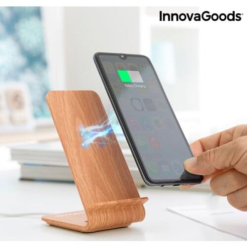 Wood Effect Wireless Charger with Stand Qistan InnovaGoods
