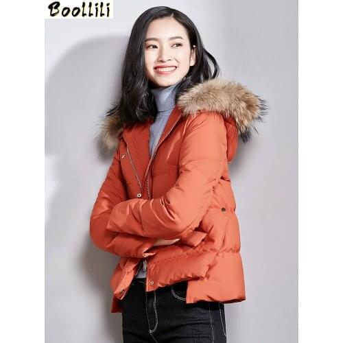 Boollili 90% White Duck Down Jacket Women Clothes 2020 Winter Coat Women Raccoon Fur Collar Korean Puffer Jacket Women