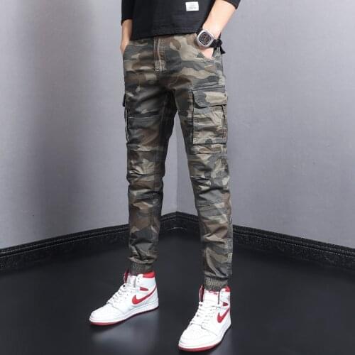 Newly Designer Fashion Men Jeans Multi Pockets Military Camouflage Casual Cargo Pants Streetwear Hip Hop Joggers Men Overalls