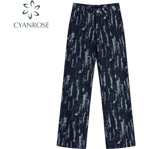 Tie Dye Print Wide Leg Pants Trousers Sexy High Waist Autumn Women New 2021 Fashion Casual Female Trousers Harajuku Streetwear