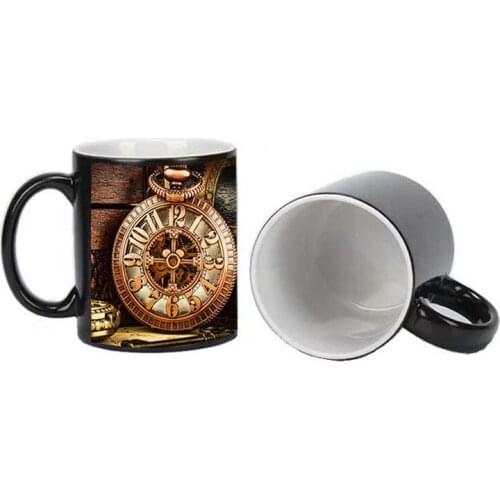 Clock Pattern Color-changing Water Cups Business Gifts, Creative Ceramic Mugs Coffee Cups Hot Water Change Color Ceramic Cup Mug
