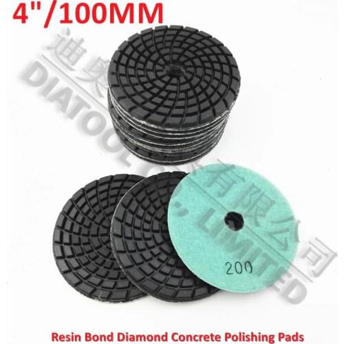 DIATOOL 12pcs 4inch Diamond Resin Bond Concrete Polishing Pads #200 Renew Pads Beton Floor Renew Reparing Disk Dia 100mm