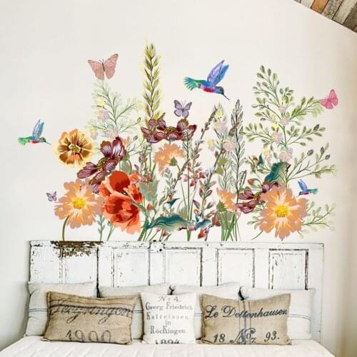 Diy Butterfly Plant Wall Sticker Flowering Shrubs Sticker for Living Room Bedroom Background Wallpaper Mural Home Decoration