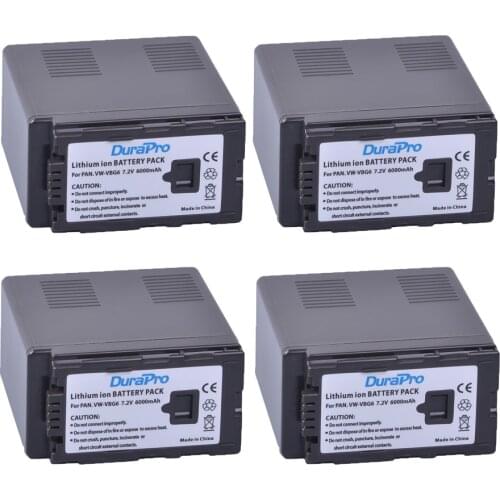 4 x DuraPro VW-VBG6 VWVBG6 VBG6 Camcorder Camera Battery For Panasonic HDC-DX1 AG-HMC150 HDC-HS20 HPX250 VDR-D50 PV-GS90 TM300
