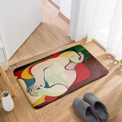 Flannel Soft Non-Slip Doormat Famous Painting Retro Art Bathroom Carpet Living Room Kitchen Bedroom Decoration Entrance Doormat