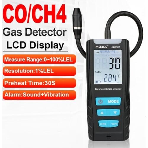 MESTEK Gas Analyzer Combustible Gas Detector Handheld Carbon Monoxide Meter Portable CO Gas leak Detector Gas Monitor Tester