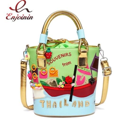 Interesting Stitching Unique Embroidery Small Bucket 2021 Trendy Ladies Handbags Ladies Messenger Bags Ladies Cute Side Bag