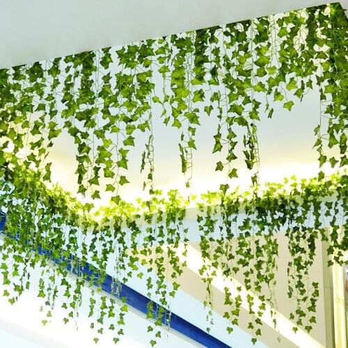 2.3M Simulation Ivy Green Leaf Garland Vine Fake Plant Foliage Artificial Flower Plastic Rattan String Wedding Home Garden Decor