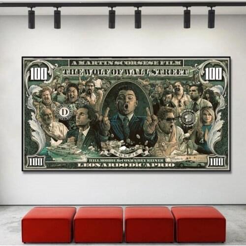 Classic Movie The Wolf of Wall Street Canvas Art Posters and Prints Abstract Dollar Pictures Modern Home Living Room Wall Decor