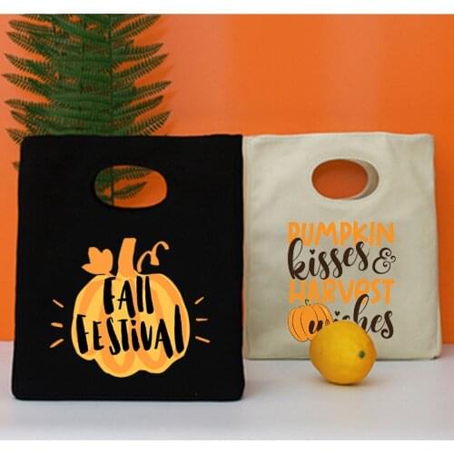 Thanksgiving Theme Party Food Storage Pouch Portable Lunch Bags Thermal Insulated Bento Box Tote Cooler Dinner Container Handbag