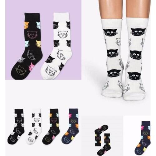Cartoon Cute Autumn Sports Cat Face Cotton Harajuku Tube Socks Womens Sock High Sock COTTON