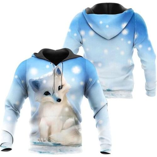 Beautiful fox 3D printing fashion casual Sweatshirt zipper Shirt Pants Street hip hop Hoodie