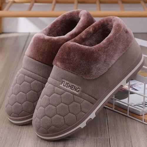 Male big plus size 48 49 50 slippers bedroom plush furry slides men winter house slippers flat home shoes man