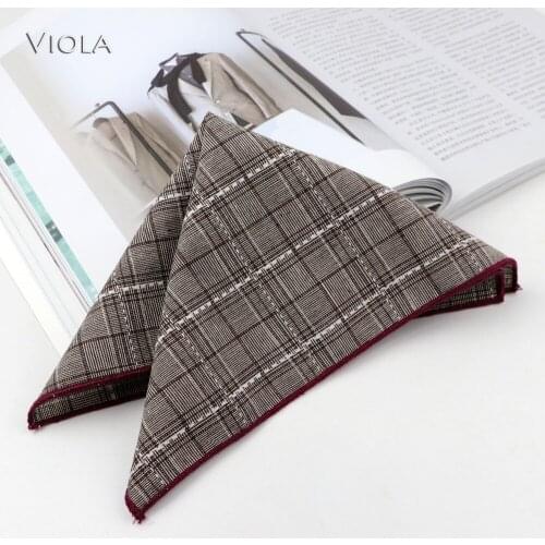 Stylish Striped Plaid Cotton Handkerchief Men Hankies Casual Formal Wedding Banquet Party Pocket Square Gift Accessory Quality