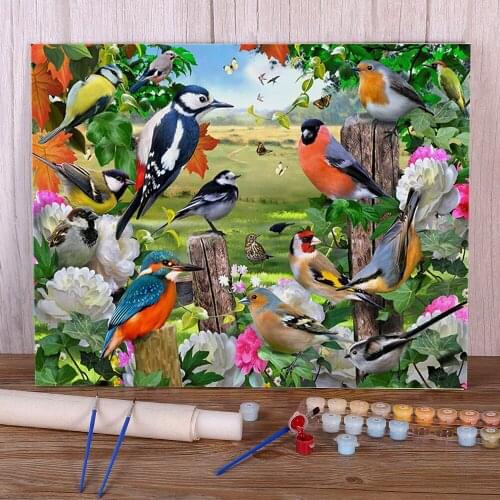 Animal Bird Coloring By Numbers Painting Complete Kit Acrylic Paints 40*50 Oil Painting Handmade Adults Drawing