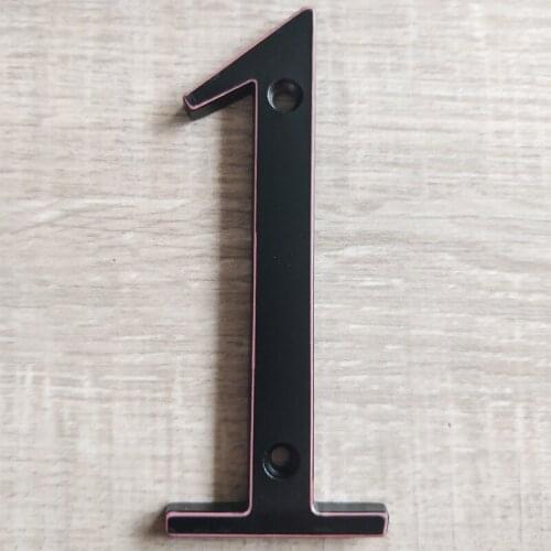 House Number 101mm Black brushed red edge Door Sign numer Outdoor Address Mailbox Numbers Modern home Apartment Signs#1