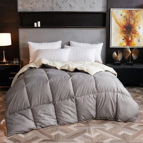 New White Goose Down Duvet Quilted Comforter Blanket Winter Warm Hotel Quilt with Cotton Cover Double King Family Size RU