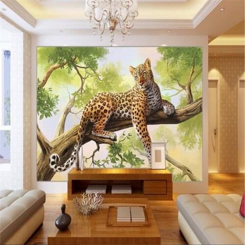 Beibehang papel de parede Custom Photo Wallpaper 3D Fresco Tree Leopard Oil Painting TV Living Room Bedroom Background Wall